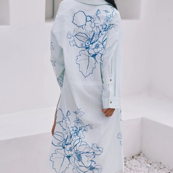 025 By Anthropologie Long Sleeve Popover Dress NWOT Oversized Size XS - Picture 3 of 12